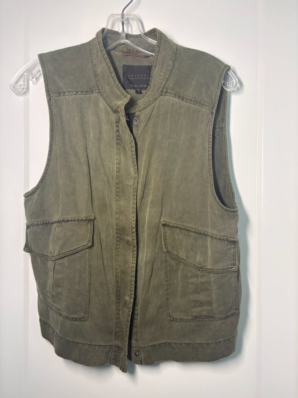 Sanctuary Dark Green Linen Blend Utility Vest – Small- Pre-owned